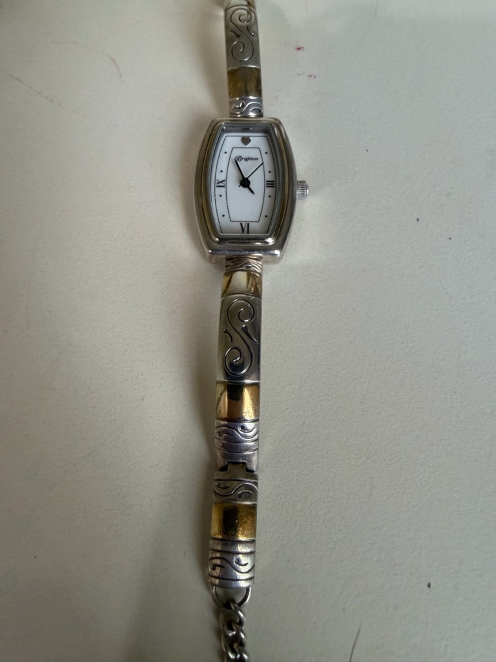 Brighton Two-Tone Silver and Gold Engraved Bracelet Watch